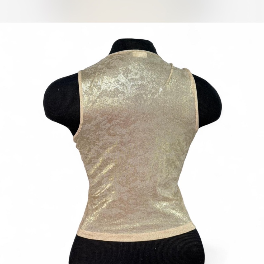 Vintage Bebe Gold Shimmer Sleeveless Top Y2K Made In USA - Picture 2 of 6